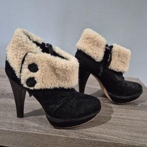 Ugg Georgette Black Suede Women's Heeled Booties